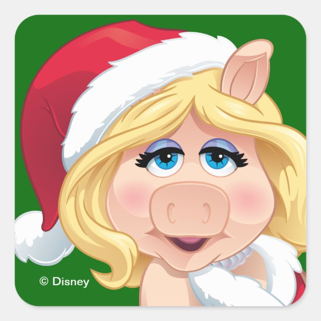 Sticker Carré Les Muppets | Mlle Piggy Santa Claus (Devant)