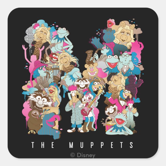 Sticker Carré Les Muppets | Monogramme des marionnettes (Devant)