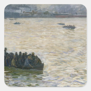 Sticker Carré Les ouvriers du chantier naval rentrent chez eux s