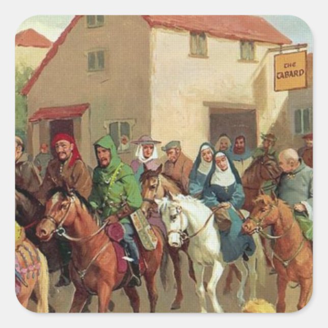 Sticker Carré Les pèlerins de Chaucer - Canterbury Tales (Devant)