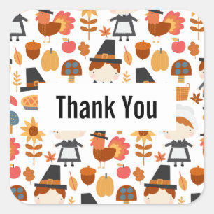 Sticker Carré Les pèlerins de Thanksgiving récoltent le Merci Mo