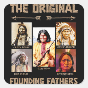 Sticker Carré Les Pères Fondateurs Originaux Amérindiens Garçons