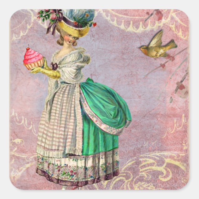 Sticker Carré Les Petits Gateaux Marie Antoinette Cupcake (Devant)