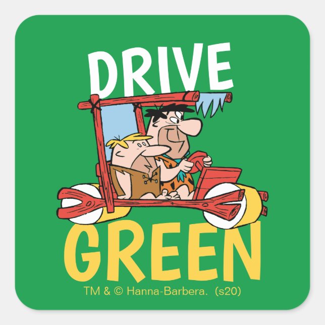 Sticker Carré Les Pierrafeu | Fred & Barney - Drive Green (Devant)
