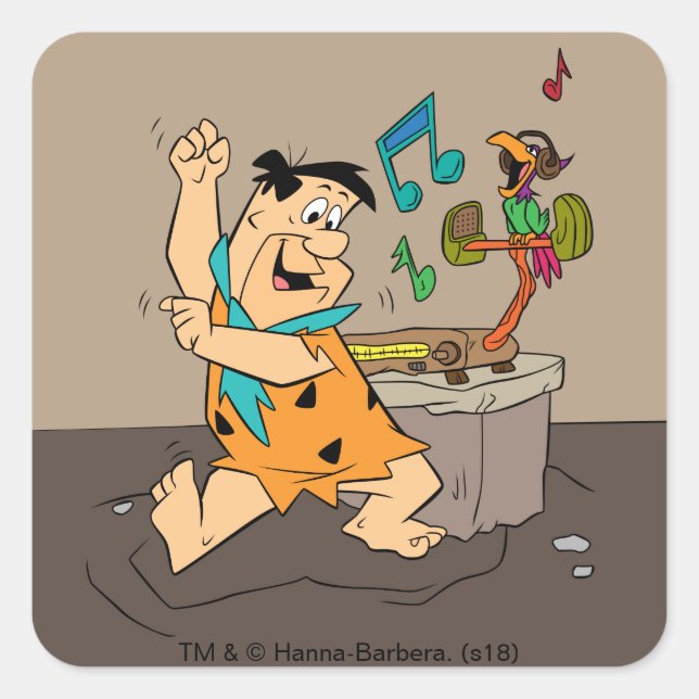Sticker Carré Les Pierrafeu | Fred Flintstone Dancing (Devant)