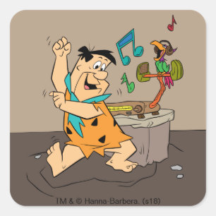 Sticker Carré Les Pierrafeu   Fred Flintstone Dancing