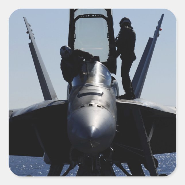 Sticker Carré Les pilotes effectuent une inspection avant vol (Devant)