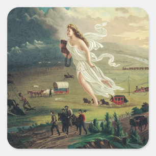 Sticker Carré Les progrès américains par John Gast