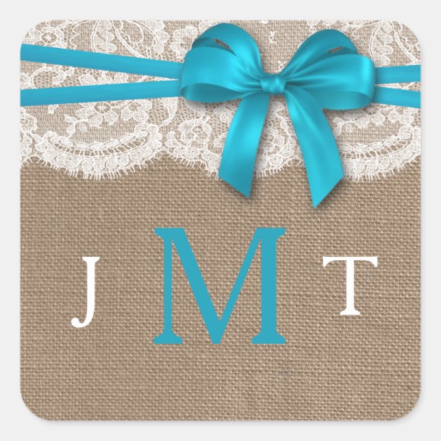 Sticker Carré Les sceaux de la collection de Mariages Rustic Blu (Devant)