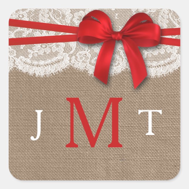 Sticker Carré Les sceaux de la collection de Mariages Rustic Red (Devant)