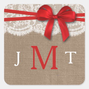 Sticker Carré Les sceaux de la collection de Mariages Rustic Red
