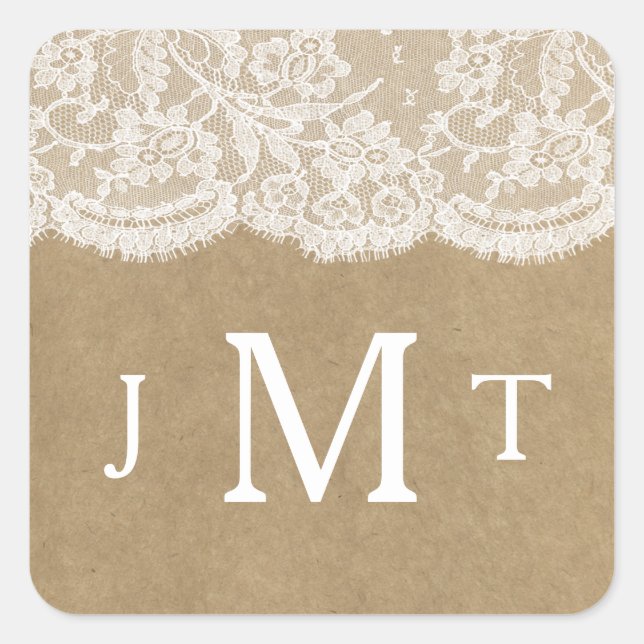 Sticker Carré Les sceaux de la collection Mariage Kraft & Lace (Devant)