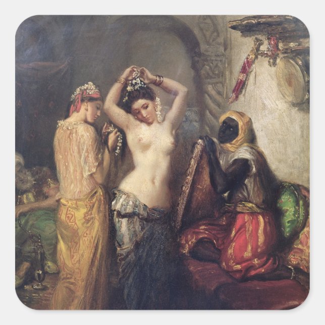 Sticker Carré Les toilettes dans le Seraglio (Devant)