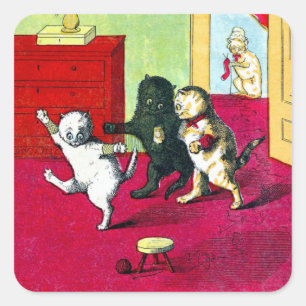 Sticker Carré Les trois petits chatons