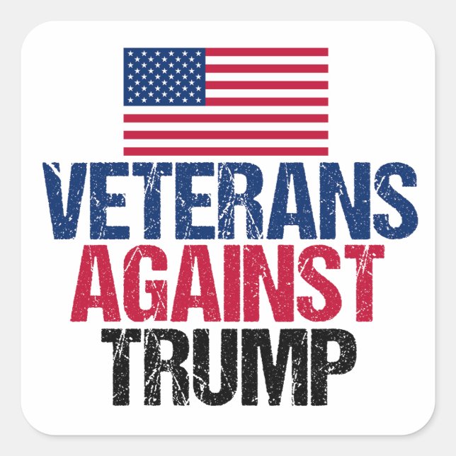 Sticker Carré Les vétérans contre le drapeau américain Trump (Devant)
