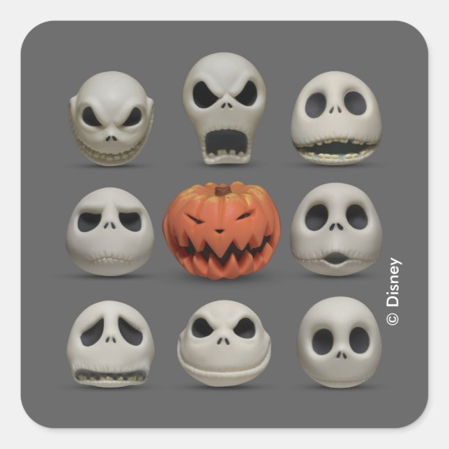 Sticker Carré Les visages de Jack Skellington le roi Citrouille (Devant)