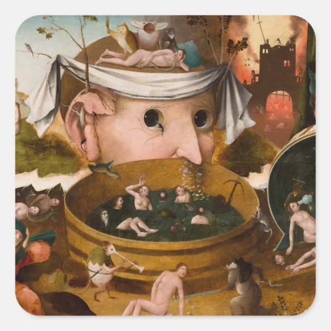Sticker Carré Les Visions de Tondal, 1479 par Hieronymus Bosch (Devant)