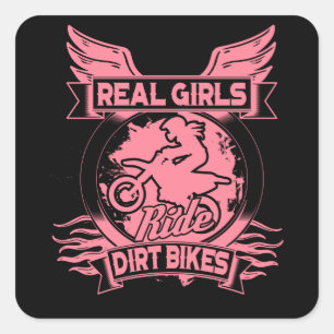 Sticker Carré Les Vraiment Filles Font Des Vélos De Dirt Pour Le
