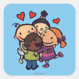 Sticker Carré Leslie Patricelli Group Accroché avec des amis