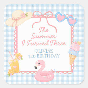Sticker Carré L'été où j'ai eu trois ans Fête de 3 ans au bord d