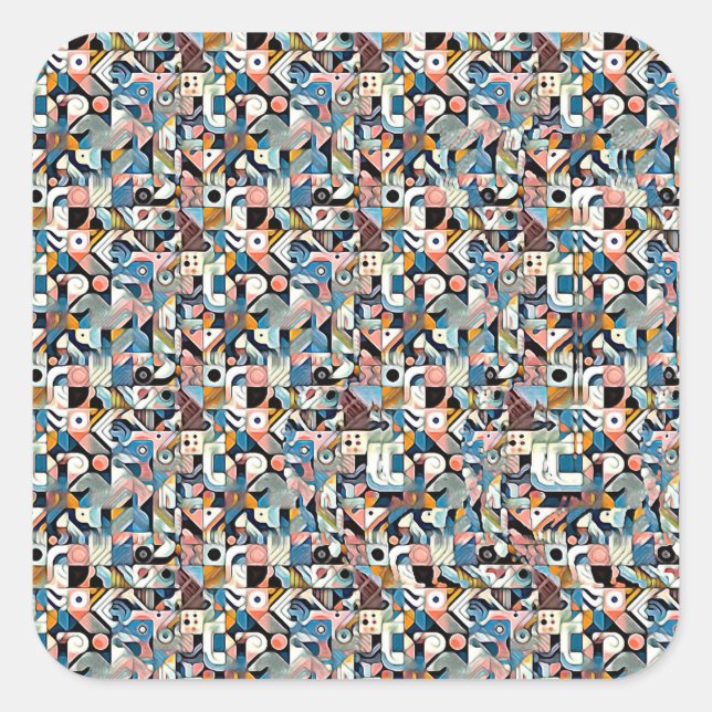 Sticker Carré Letter J Stereogram, Set of 6, Large 3x3 (Devant)