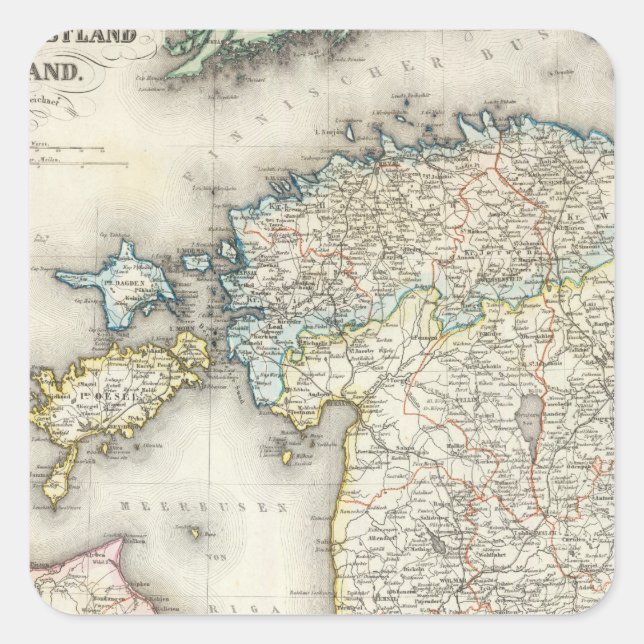 Sticker Carré Lettonie, Estonie (Devant)