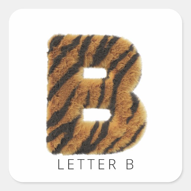 Sticker Carré Lettre B fourrure de tigre (Devant)