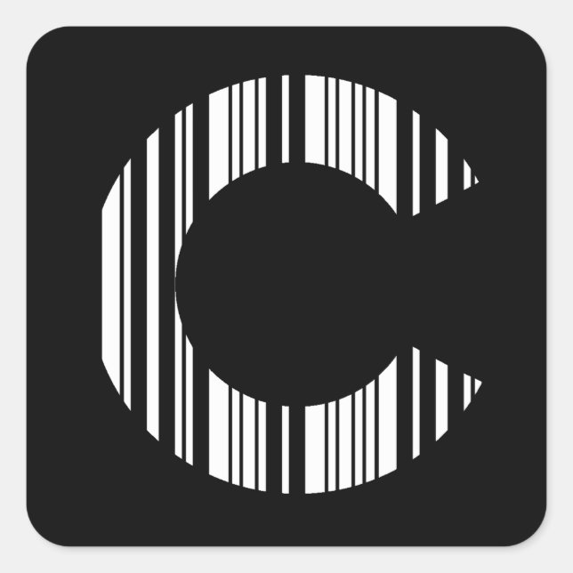 Sticker Carré LETTRE C CODE BARRE Premier Motif de code barre in (Devant)