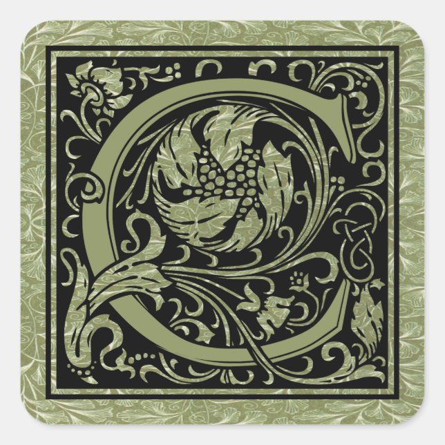 Sticker Carré Lettre C Première Lettre Monogramme (Devant)