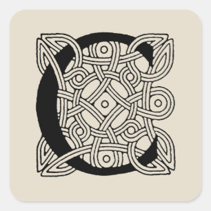 Sticker Carré Lettre C Vintage Monogramme de noeud celtique