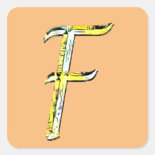 Sticker Carré Lettre créative F Monogramme initial