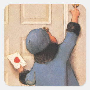Sticker Carré Lettre d'amour vintage de Jessie Willcox Smith