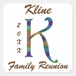 Sticker Carré Lettre de réunion familiale K Monogramme Enveloppe