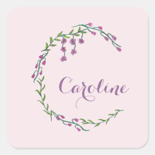 Sticker Carré Lettre dessinée à la main C Monogramme initial Vin
