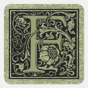 Sticker Carré Lettre F Première Lettre Monogramme