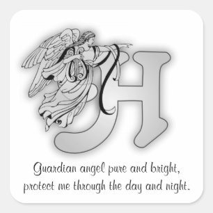 Sticker Carré Lettre H ange monogramme alphabet initial