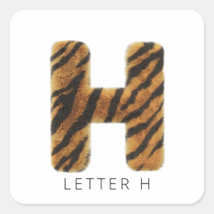Sticker Carré Lettre H fourrure de tigre