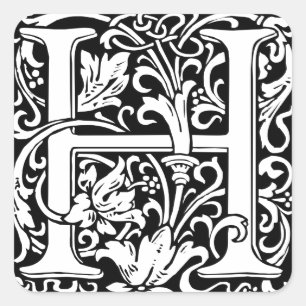 Sticker Carré Lettre H Monogramme médiéval Art Nouveau