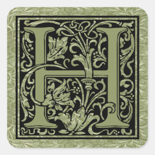 Sticker Carré Lettre H Première Lettre Monogramme
