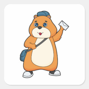 Sticker Carré Lettre hamster Postman