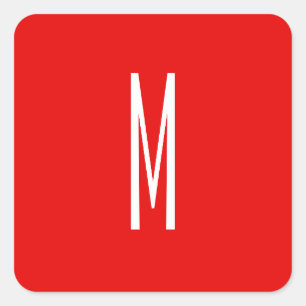 Sticker Carré Lettre initiale Monogramme Style moderne Rouge Bla