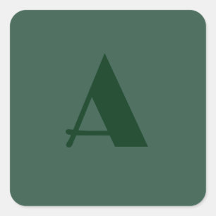 Sticker Carré LETTRE INITIALE MONOGRAPHIQUE Personnalisée Vert c