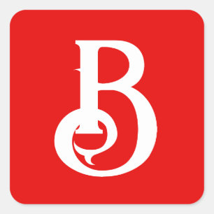 Sticker Carré LETTRE INITIALE MONOMOBILE ROUGE BLANC Classique