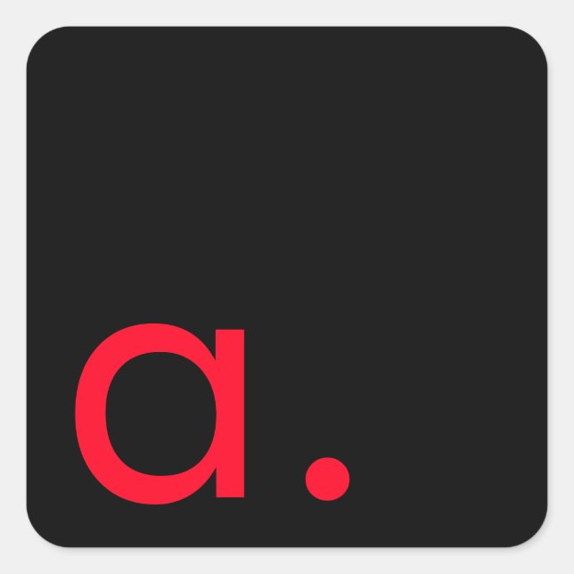 STICKER CARRÉ LETTRE INITIALE NOIRE ROUGE LETTRE NOIRE PLACE (Devant)