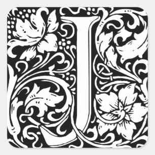 Sticker Carré Lettre J Monogramme médiéval Art Nouveau