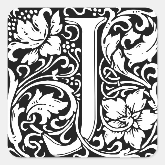 Sticker Carré Lettre J Monogramme médiéval Art Nouveau (Devant)