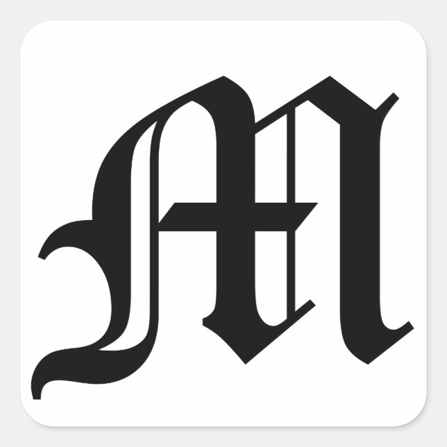 Sticker Carré Lettre M Ancien texte anglais sur Arrière - plan b (Devant)