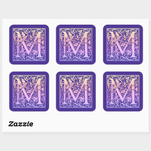 Sticker Carré Lettre M Coloré Vintage Première Lettre Gradient