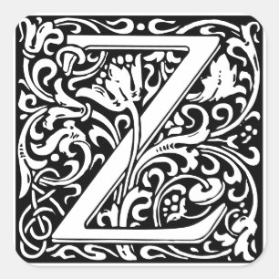 Sticker Carré LETTRE M MONOGRAPHIQUE ALLOCULE Florale