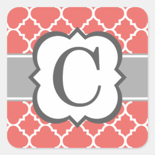 Sticker Carré LETTRE MONOGRAPHIQUE BLANC DE CORail C QUATREFIL
